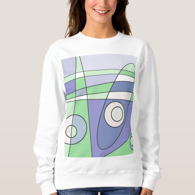 Abstract Surfing Green Purple Sweatshirt (Front)