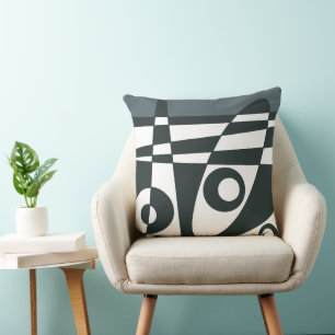 Abstract Surfing Grey White Cushion