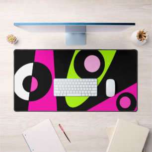 Abstract Surfing Hot Pink Lime Green Black Desk Mat
