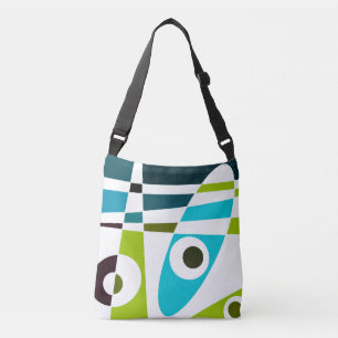 Abstract Surfing Olive Blue Teal Planner Crossbody Bag