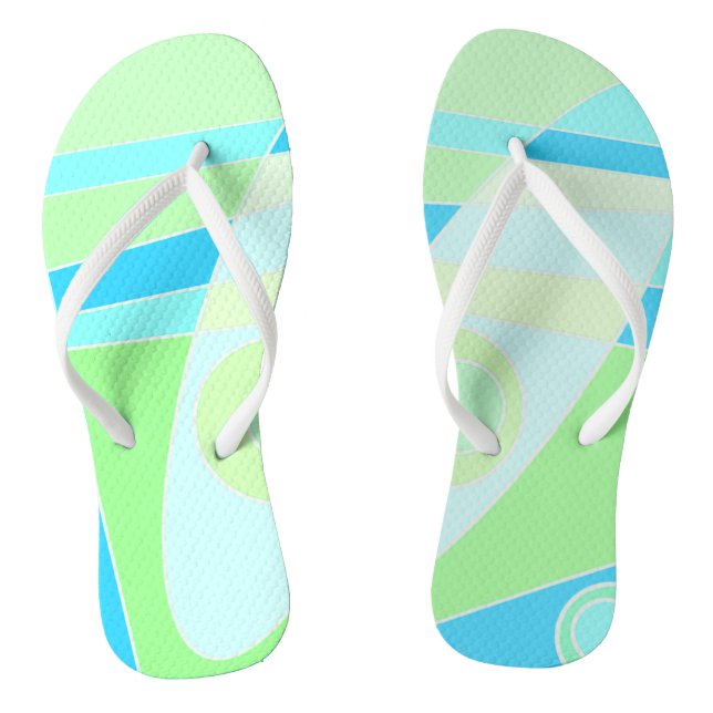 Abstract Surfing Pastel Blue Green Jandals (Footbed)