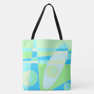 Abstract Surfing Pastel Blue Green Tote Bag