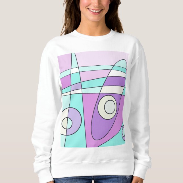 Abstract Surfing Pastel Turquoise Lilac Sweatshirt (Front)