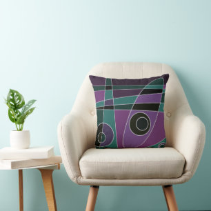 Abstract Surfing Teal Purple Cushion