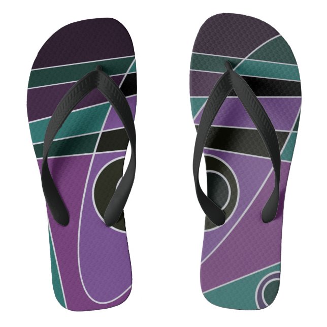 Abstract Surfing Teal Purple Jandals (Footbed)