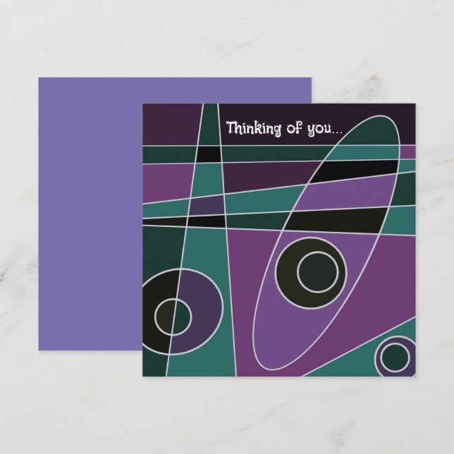 Abstract Surfing Teal Purple Thinking Of You  Card (Front/Back)