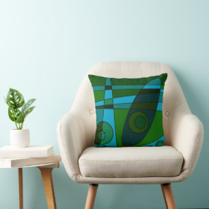 Abstract Surfing Turquoise Green Shade Cushion