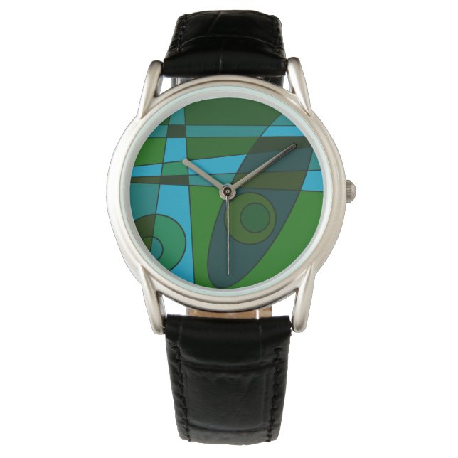 Abstract Surfing Turquoise Green Shade Watch (Front)