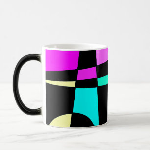 Abstract Surfing Turquoise Hot Pink Yellow Black Magic Mug