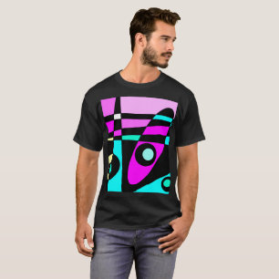 Abstract Surfing Turquoise Hot Pink Yellow Black  T-Shirt