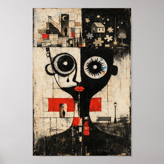 Abstract Surreal Mindscape wall art Portrait (Front)