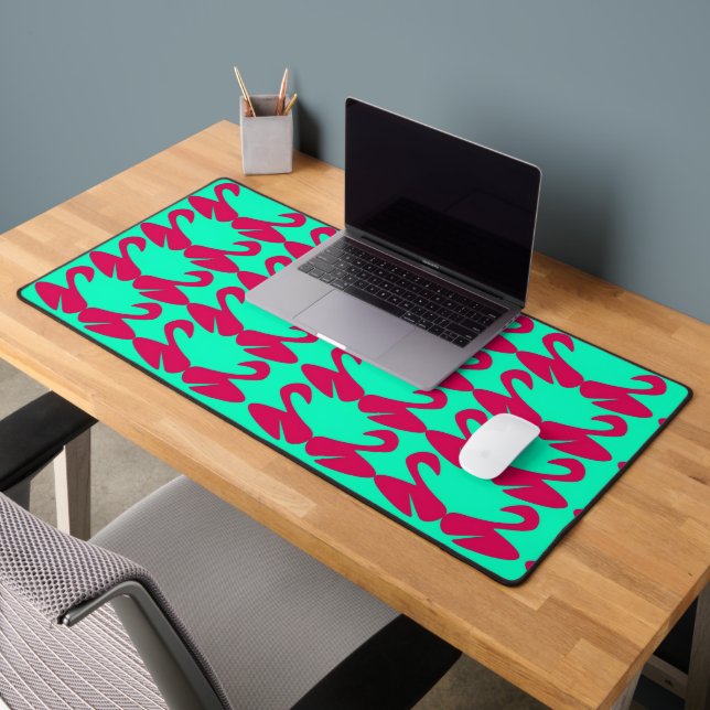 Abstract Swan Teal and Pink Mouse Pad (Office 2)