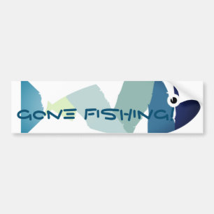 Abstract Swimming Blue Fish Bumper Sticker