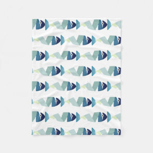 Abstract Swimming Blue Fish Fleece Blanket