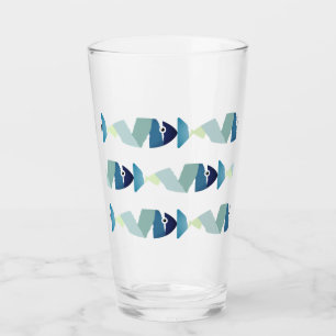 Abstract Swimming Blue Fish Glass
