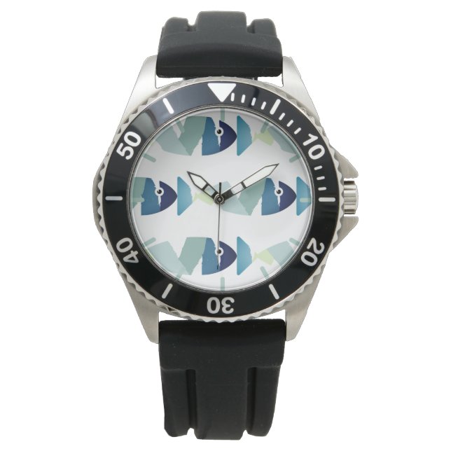 Abstract Swimming Blue Fish Watch (Front)