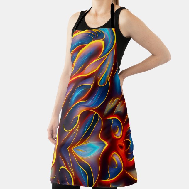 Abstract Swirl Blue Red Flames Apron (Insitu)