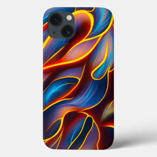 Abstract Swirl Blue Red Flames iPhone 13 Case