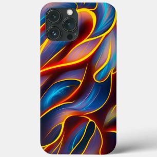Abstract Swirl Blue Red Flames iPhone 13 Pro Max Case
