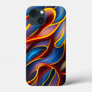 Abstract Swirl Blue Red Flames iPhone 13 Mini Case