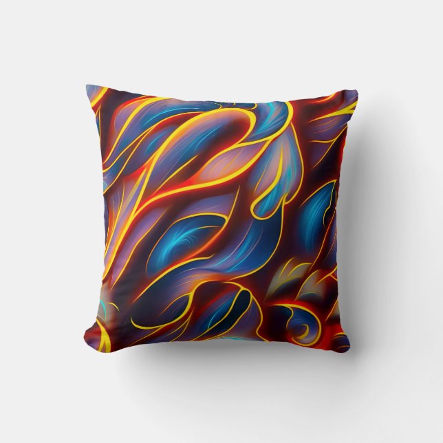 Abstract Swirl Blue Red Flames Cushion (Front)