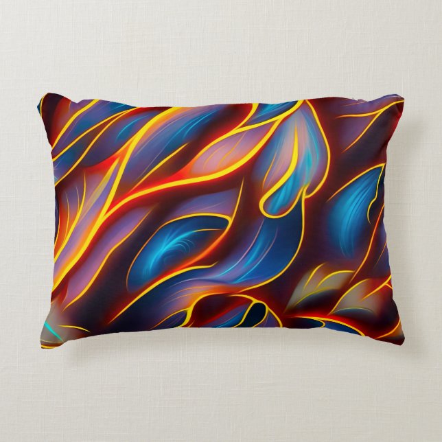 Abstract Swirl Blue Red Flames Decorative Cushion (Front)