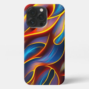 Abstract Swirl Blue Red Flames iPhone 13 Pro Case