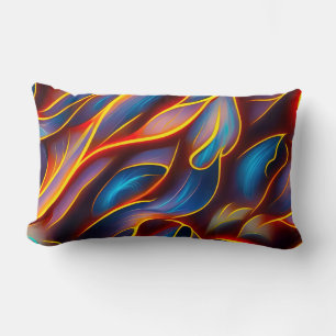 Abstract Swirl Blue Red Flames Lumbar Cushion