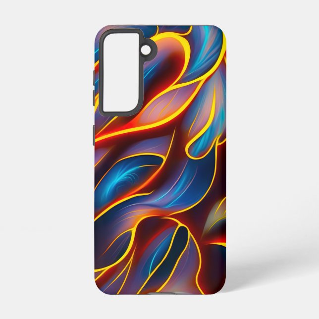Abstract Swirl Blue Red Flames Samsung Galaxy S21 Case (Back)