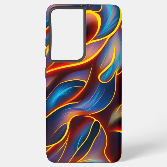 Abstract Swirl Blue Red Flames Samsung Galaxy S21 Ultra Case (Back)