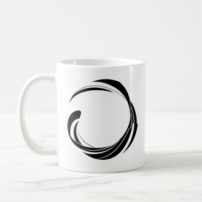 Abstract Swirl Circle Design – curved ring artwork Coffee Mug (Left)