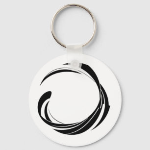 Abstract Swirl Circle Design – curved ring artwork Key Ring