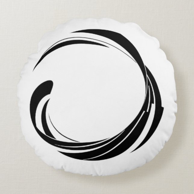 Abstract Swirl Circle Design – curved ring artwork Round Cushion (Front)