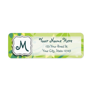 Abstract Swirl Floral Lime Green with Monogram