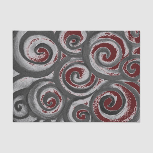 Abstract Swirl-Grey Maroon Tissue Paper (Front)