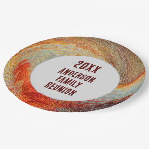 Abstract Swirl Groovy Annual Family Reunion Paper Plate