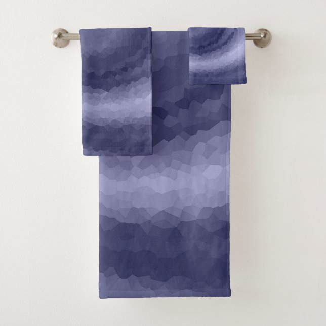 Abstract swirl liquid blue violet navy modern prin bath towel set (Insitu)