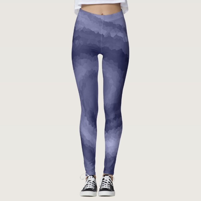 Abstract swirl liquid blue violet navy modern prin leggings (Front)