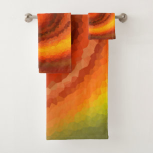 Abstract swirl liquid orange brown fire modern pri bath towel set