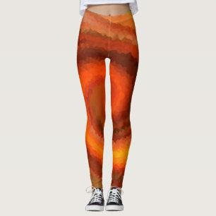 Abstract swirl liquid orange brown fire modern pri leggings