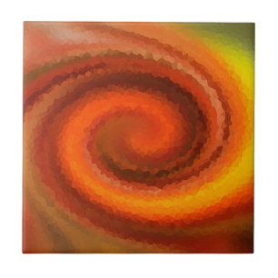 Abstract swirl liquid orange brown fire modern pri tile