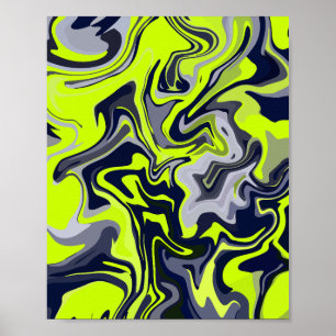 Abstract Swirl of Green, Grey, and Black Poster