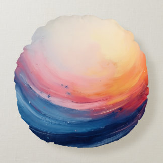 Abstract Swirl of Warmth and Depth Round Cushion