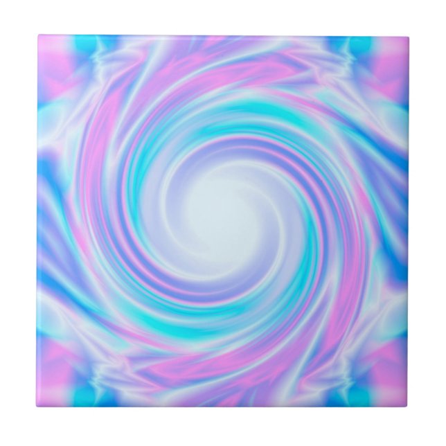 Abstract swirl pastel purple colours print tile (Front)