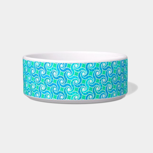 Abstract Swirl pattern - Blue, Jade green & White Bowl (Left)