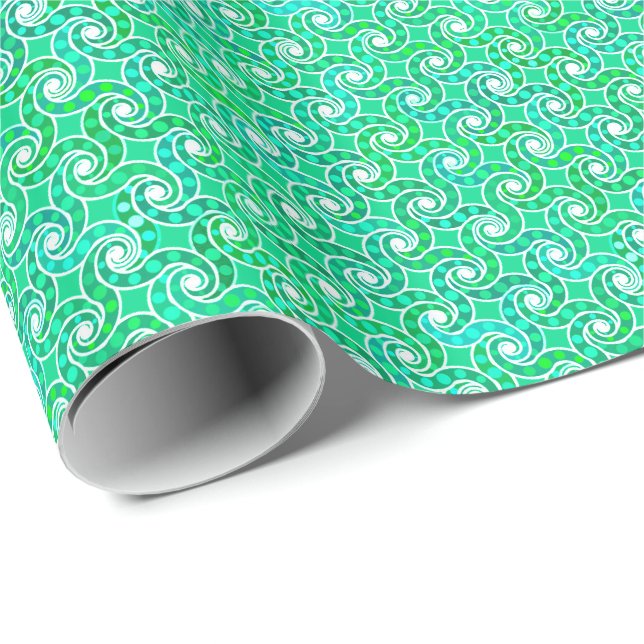 Abstract swirl pattern - shades of jade green wrapping paper (Roll Corner)