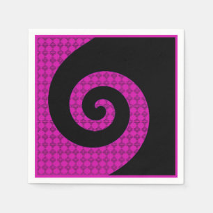Abstract Swirl Pink and Black Paper Napkins