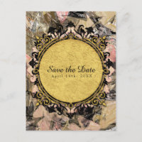 Abstract Swirl Pink Black & Gold Save the Date