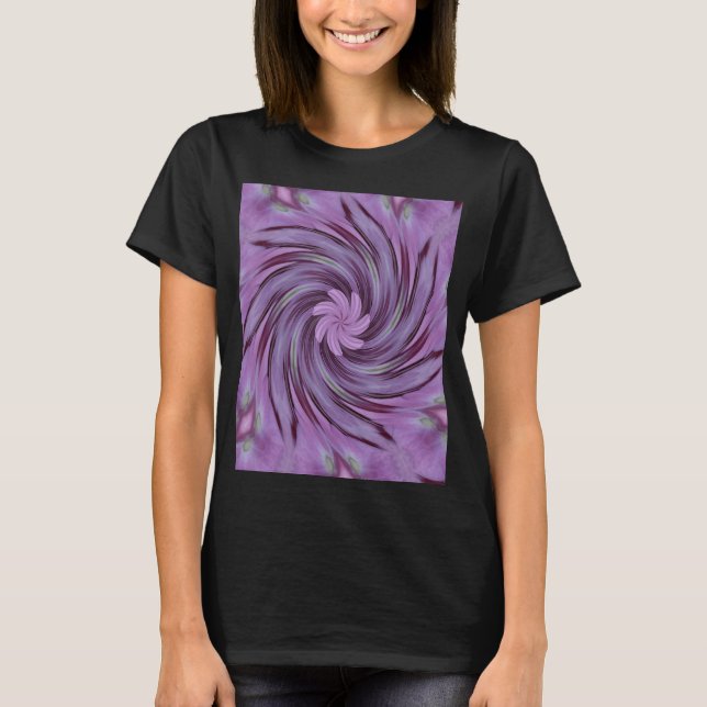 Abstract Swirl Pink Hydrangea Floral Pattern T-Shirt (Front)