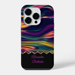 Abstract Swirl Purple Gold Green Pink yellow iPhone 14 Pro Case